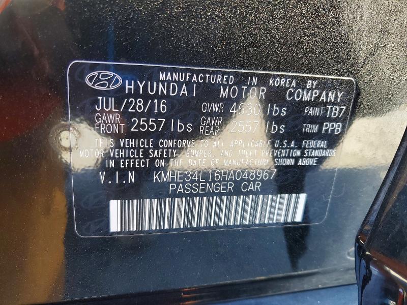 Aukcja sprzedaży 2017 Hyundai Sonata Hybrid, vin: KMHE34L16HA048967, numer aukcji: 56185296