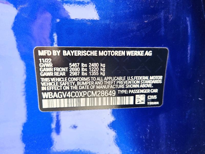 Aukcja sprzedaży 2023 Bmw 840xi, vin: WBAGV4C0XPCM28649, numer aukcji: 55656326