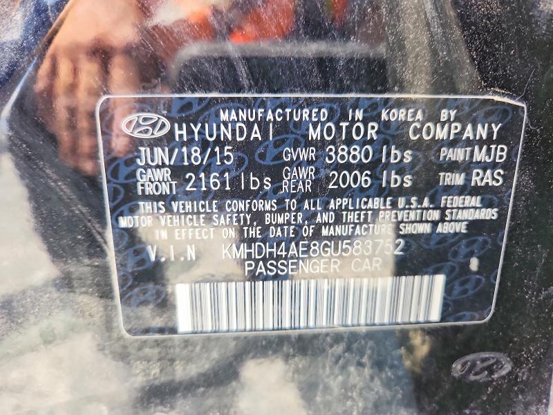 Продаж на аукціоні авто 2016 Hyundai Elantra, vin: KMHDH4AE8GU583752, номер лоту: 58562226