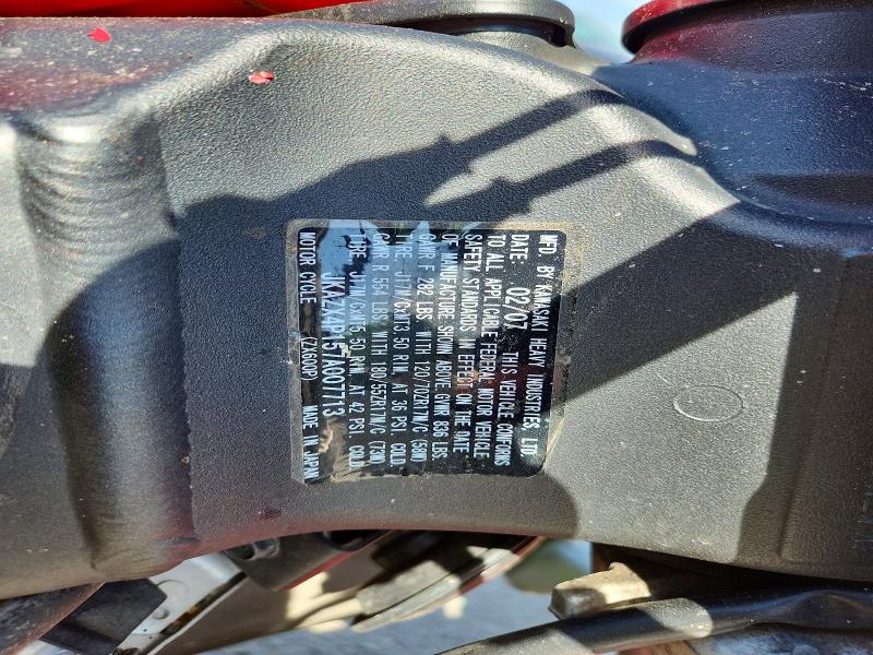 Aukcja sprzedaży 2007 Kawasaki Zx600, vin: JKAZX4P157A007713, numer aukcji: 56450166