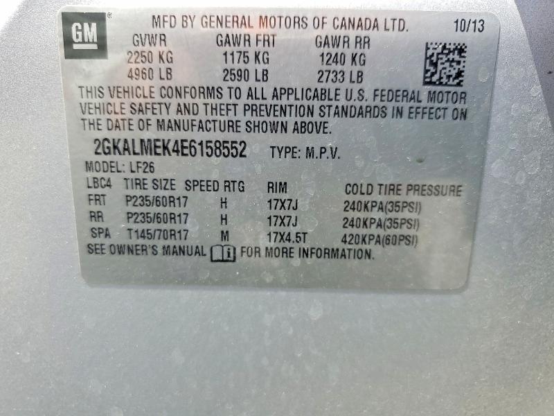 Aukcja sprzedaży 2014 Gmc Terrain, vin: 2GKALMEK4E6158552, numer aukcji: 56715986