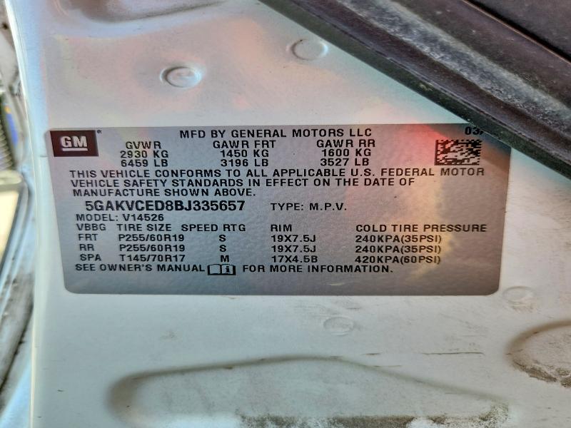 2011 Buick Enclave მანქანა იყიდება აუქციონზე, vin: 5GAKVCED8BJ335657, აუქციონის ნომერი: 55155556