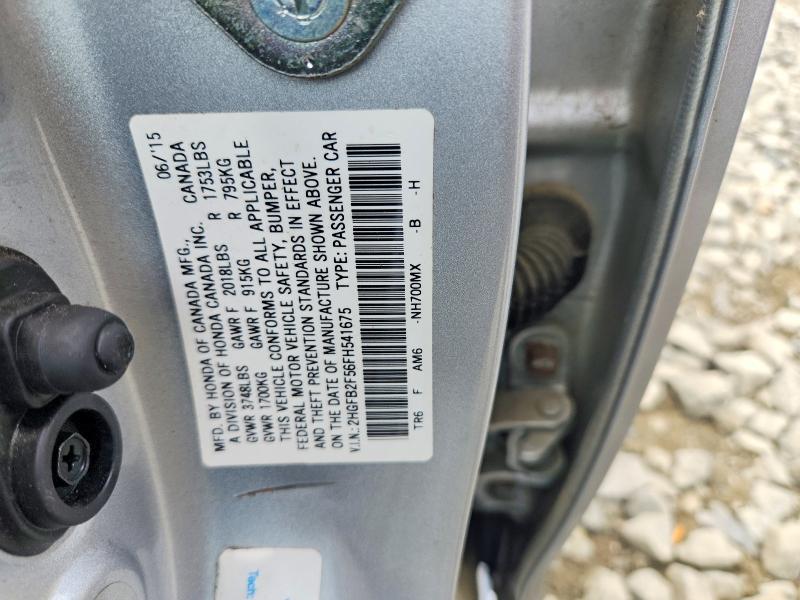 Продаж на аукціоні авто 2015 Honda Civic, vin: 2HGFB2F56FH541675, номер лоту: 56762046