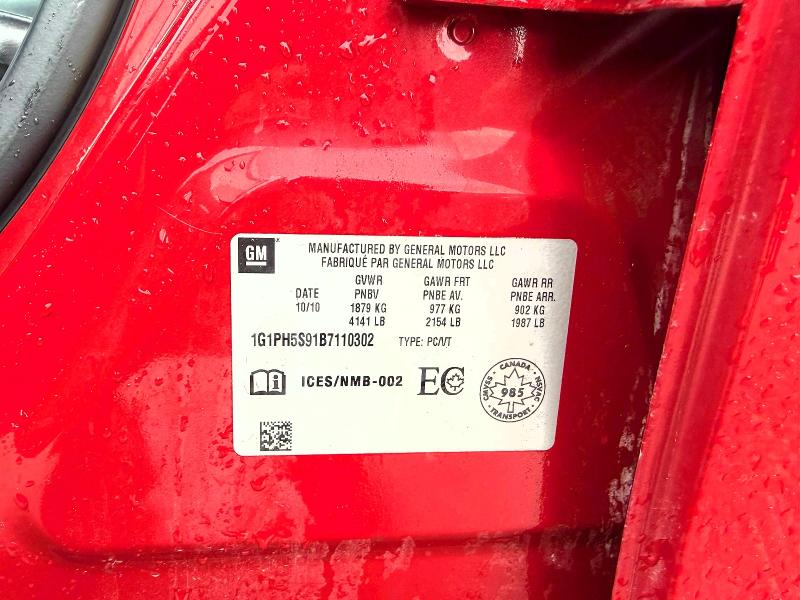 2011 Chevrolet Cruze მანქანა იყიდება აუქციონზე, vin: 1G1PH5S91B7110302, აუქციონის ნომერი: 55470946