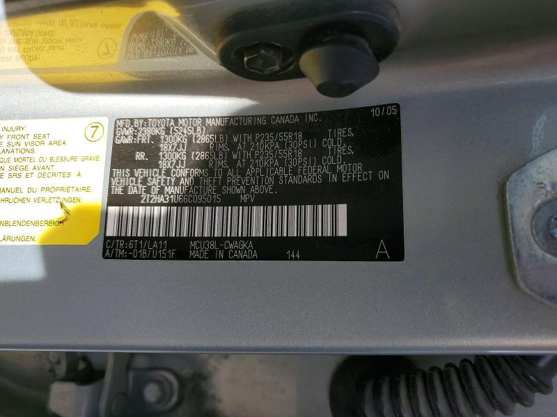 Aukcja sprzedaży 2006 Lexus Rx, vin: 2T2HA31U66C095015, numer aukcji: 55844276