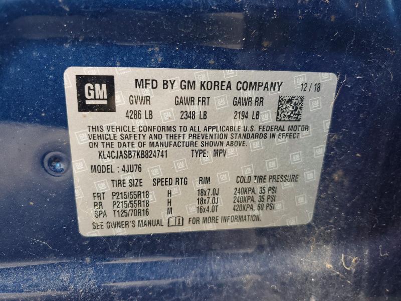 Aukcja sprzedaży 2019 Buick Encore, vin: KL4CJASB7KB824741, numer aukcji: 56292876