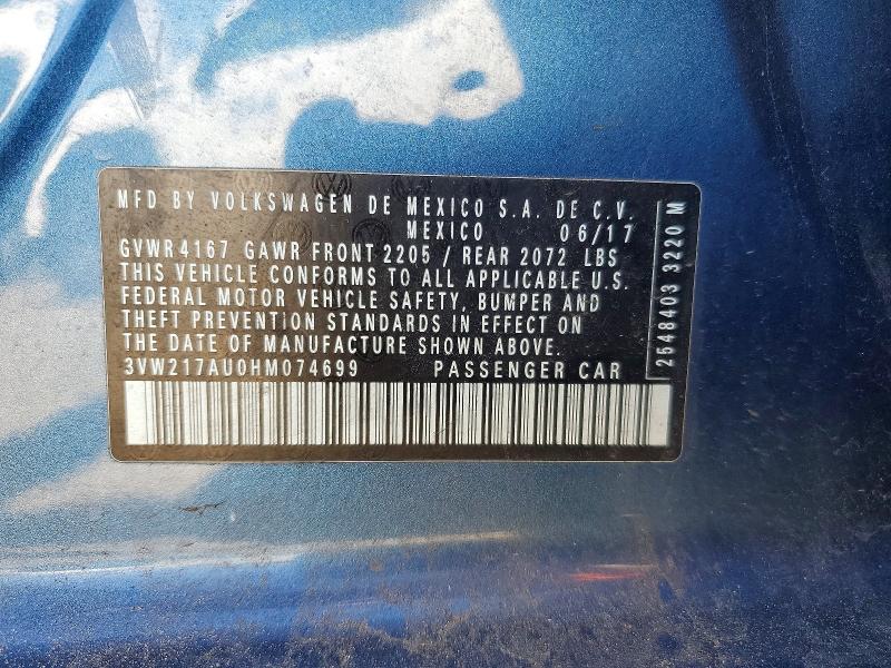 Aukcja sprzedaży 2017 Volkswagen Golf, vin: 3VW217AU0HM074699, numer aukcji: 56050216