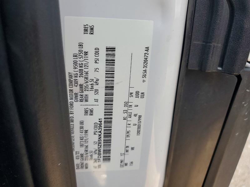 2022 Ford Transit მანქანა იყიდება აუქციონზე, vin: 1FDBW5Z85NKA39641, აუქციონის ნომერი: 55892106