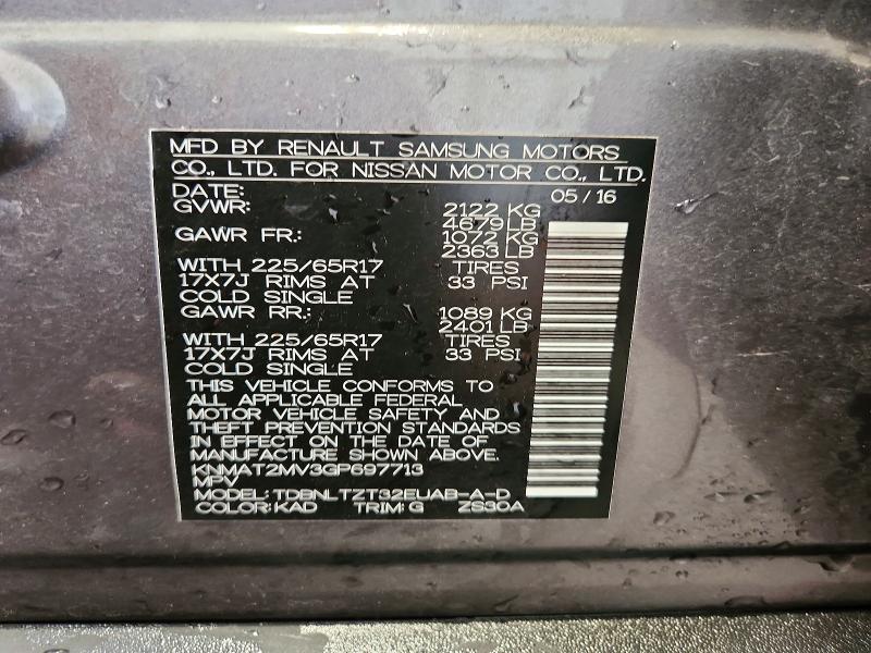 Продаж на аукціоні авто 2016 Nissan Rogue, vin: KNMAT2MV3GP697713, номер лоту: 55891146