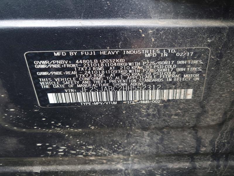 2017 Subaru Forester მანქანა იყიდება აუქციონზე, vin: JF2SJABC2HH552312, აუქციონის ნომერი: 59135736