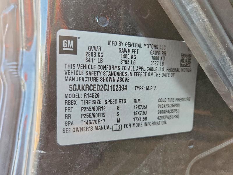 2012 Buick Enclave მანქანა იყიდება აუქციონზე, vin: 5GAKRCED2CJ102394, აუქციონის ნომერი: 54947146