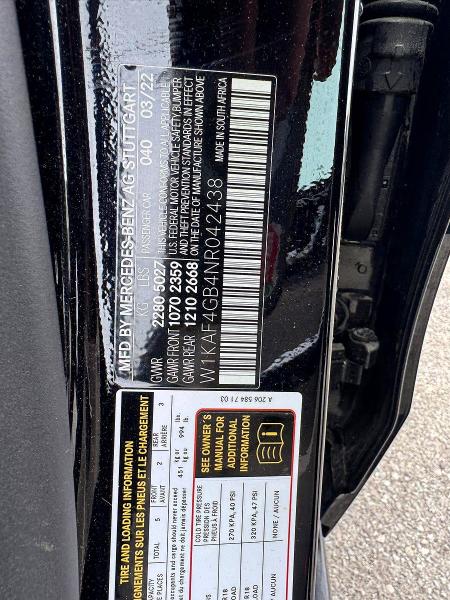 59127796 :رقم المزاد ، W1KAF4GB4NR042438 vin ، 2022 Mercedes-benz C مزاد بيع