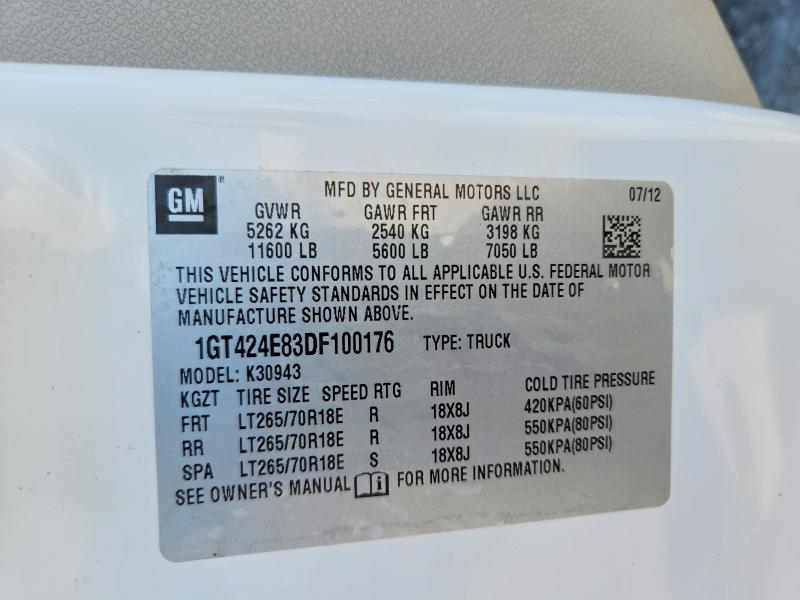 2012 Gmc Sierra მანქანა იყიდება აუქციონზე, vin: 1GT424E83DF100176, აუქციონის ნომერი: 56116646