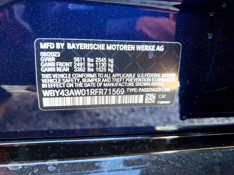 Aukcja sprzedaży 2024 Bmw I4, vin: WBY43AW01RFR71569, numer aukcji: 56635076