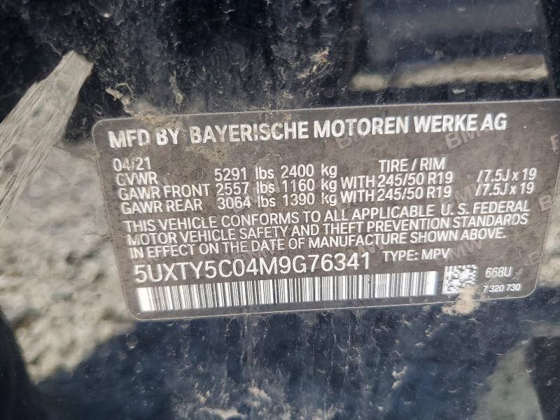 Aukcja sprzedaży 2021 Bmw X3, vin: 5UXTY5C04M9G76341, numer aukcji: 55901196
