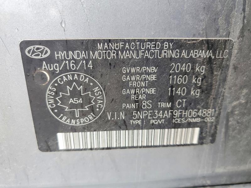 2015 Hyundai Sonata მანქანა იყიდება აუქციონზე, vin: 5NPE34AF9FH064881, აუქციონის ნომერი: 58047596