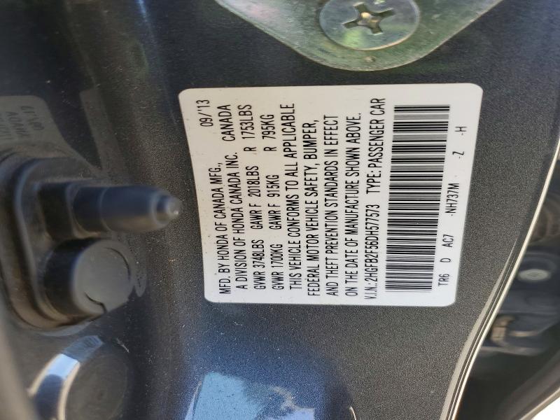 59298096 :رقم المزاد ، 2HGFB2F56DH577573 vin ، 2013 Honda Civic مزاد بيع