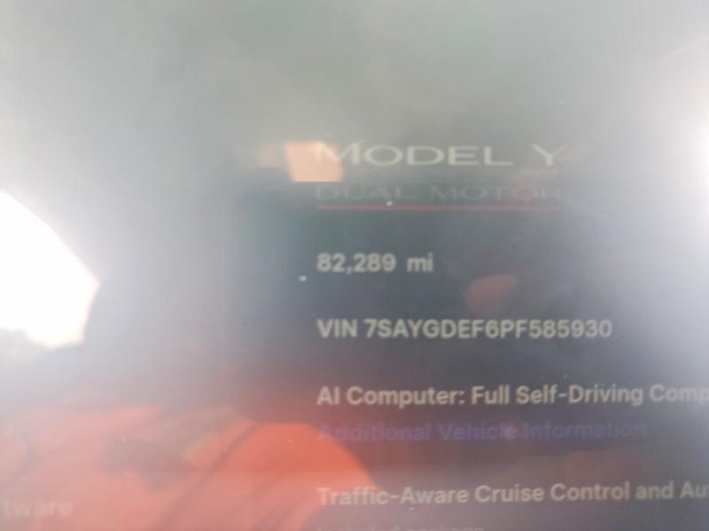 2023 Tesla Model Y მანქანა იყიდება აუქციონზე, vin: 7SAYGDEF6PF585930, აუქციონის ნომერი: 57939426