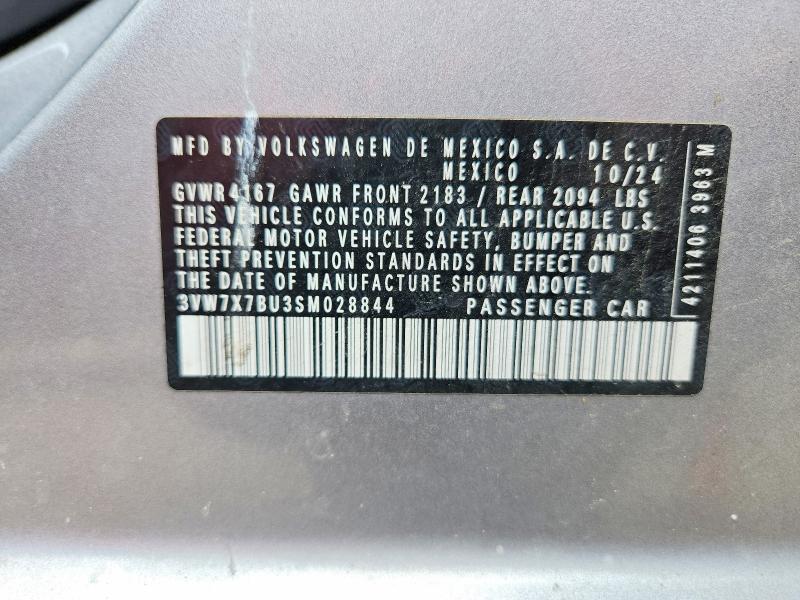 Aukcja sprzedaży 2025 Volkswagen Jetta, vin: 3VW7X7BU3SM028844, numer aukcji: 59299556