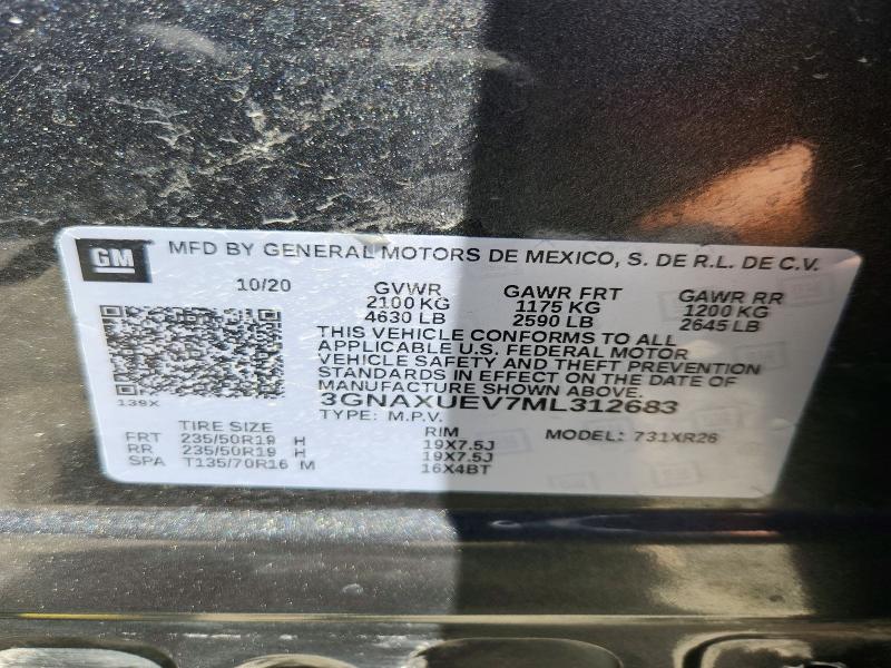 Aukcja sprzedaży 2021 Chevrolet Equinox, vin: 3GNAXUEV7ML312683, numer aukcji: 57150996