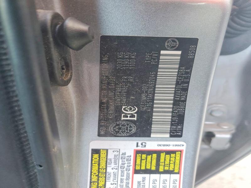 Aukcja sprzedaży 2022 Toyota Camry, vin: 4T1G11AK0NU692046, numer aukcji: 55567146
