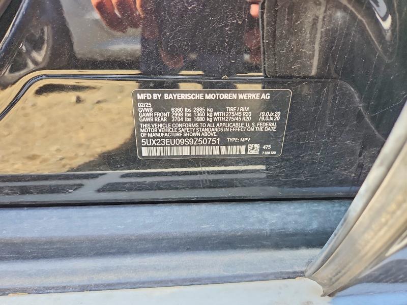 Aukcja sprzedaży 2025 Bmw X5, vin: 5UX23EU09S9Z50751, numer aukcji: 85620705