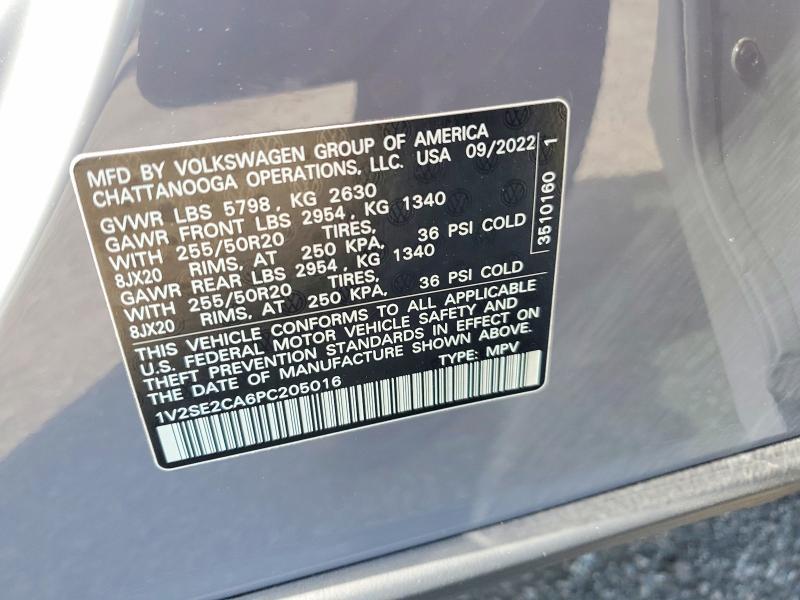 56466266 :رقم المزاد ، 1V2SE2CA6PC205016 vin ، 2023 Volkswagen Atlas Cross Sport مزاد بيع