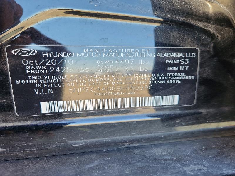 Aukcja sprzedaży 2011 Hyundai Sonata, vin: 5NPEC4AB6BH185990, numer aukcji: 55592096