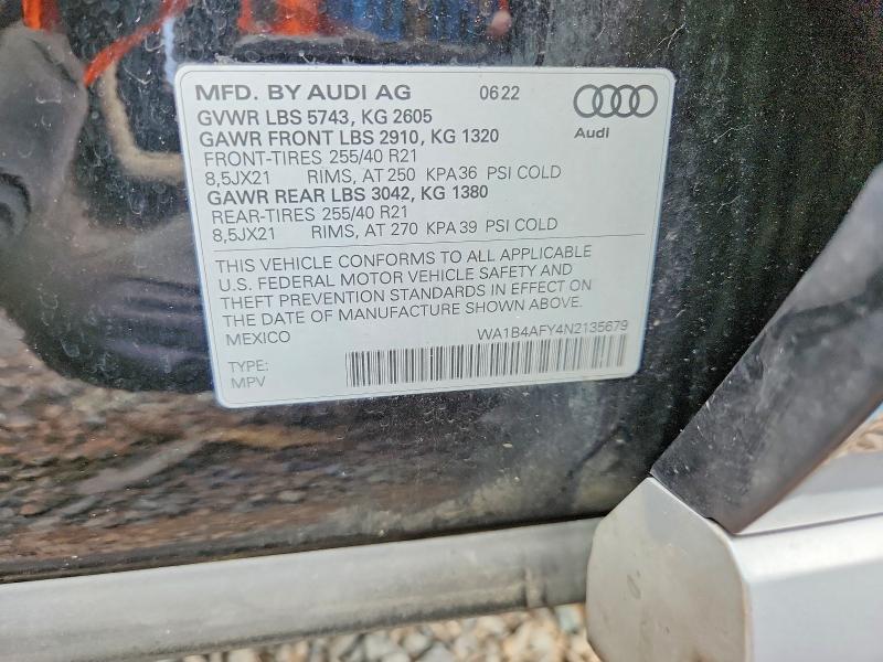 Aukcja sprzedaży 2022 Audi Sq5, vin: WA1B4AFY4N2135679, numer aukcji: 55535926