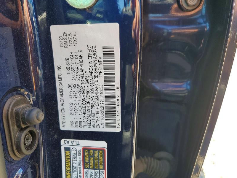 Aukcja sprzedaży 2020 Honda Cr-v, vin: 5J6RW2H22LL010033, numer aukcji: 57340186