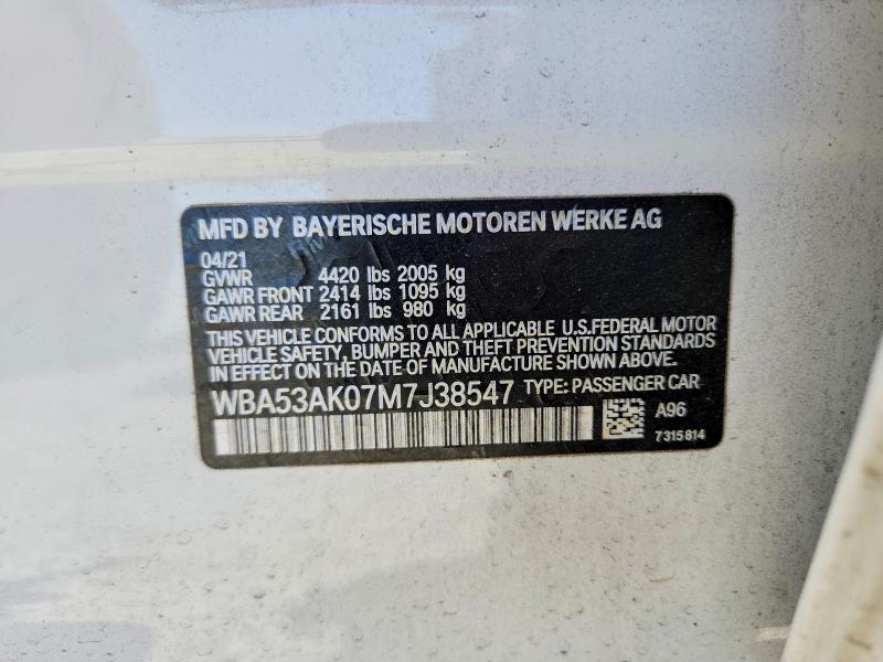 58930306 :رقم المزاد ، WBA53AK07M7J38547 vin ، 2021 Bmw 228i مزاد بيع