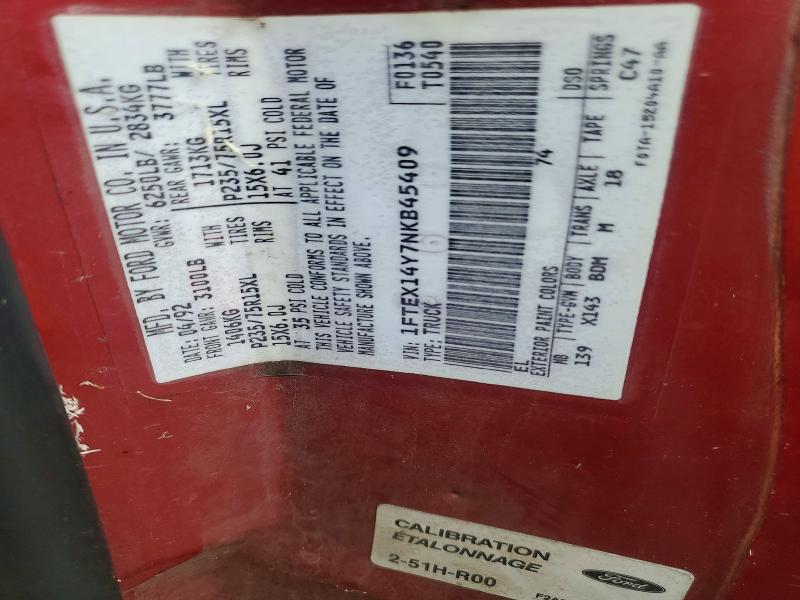 Продаж на аукціоні авто 1992 Ford F150, vin: 1FTEX14Y7NKB45409, номер лоту: 55657636