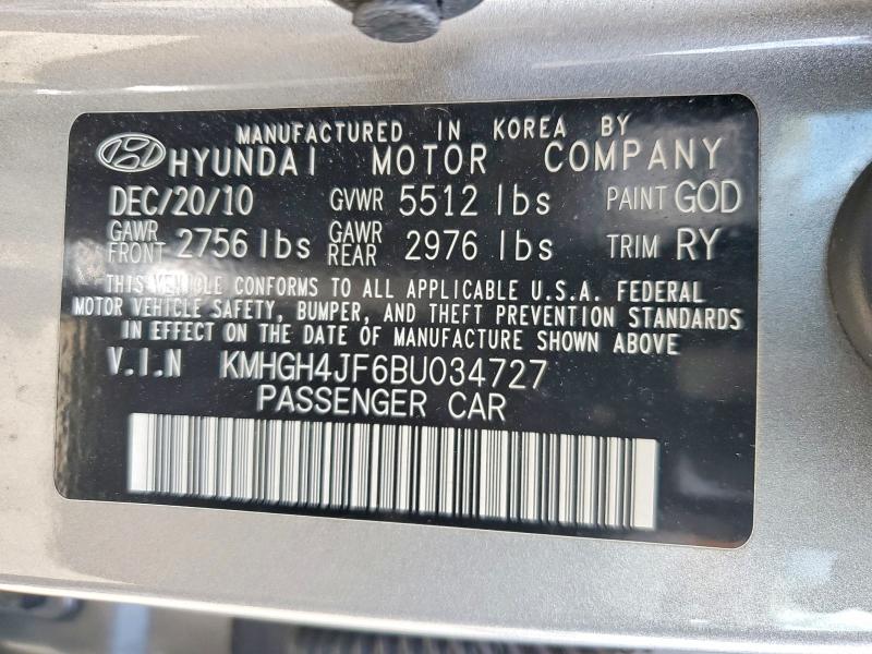 2011 Hyundai Equus მანქანა იყიდება აუქციონზე, vin: KMHGH4JF6BU034727, აუქციონის ნომერი: 55856236