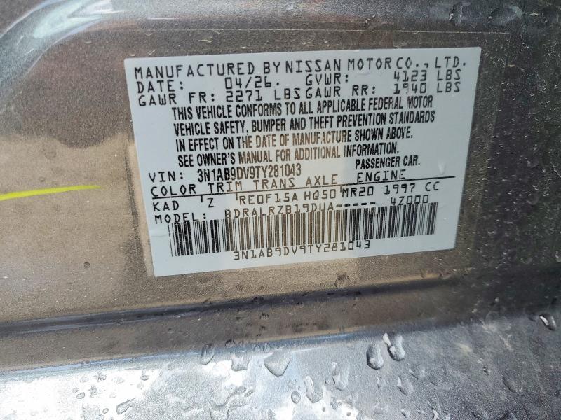 Продажа на аукционе авто 2026 Nissan Sentra, vin: 3N1AB9DV9TY281043, номер лота: 57210736
