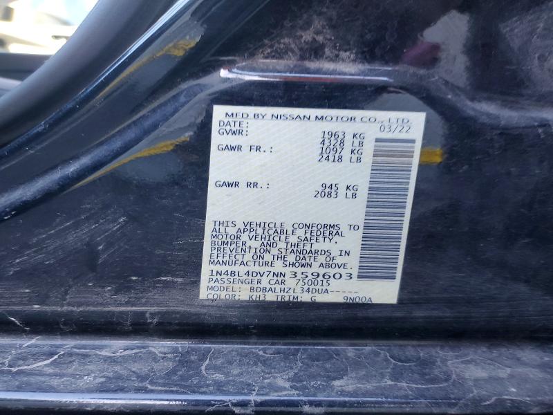 Продажа на аукционе авто 2022 Nissan Altima, vin: 1N4BL4DV7NN359603, номер лота: 57220576