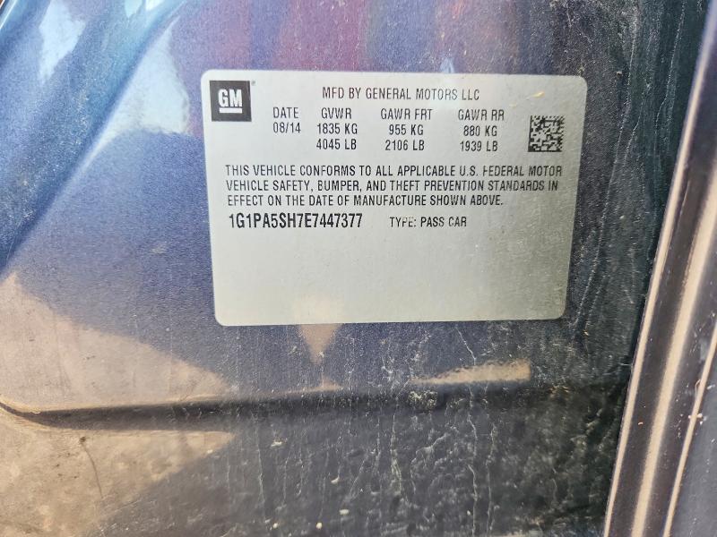 2014 Chevrolet Cruze მანქანა იყიდება აუქციონზე, vin: 1G1PA5SH7E7447377, აუქციონის ნომერი: 57866606
