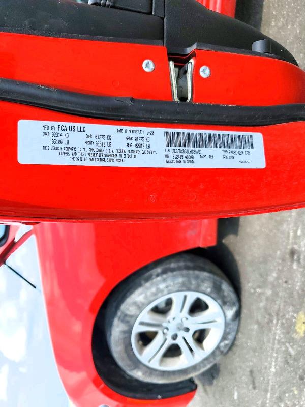 2020 Dodge Charger მანქანა იყიდება აუქციონზე, vin: 2C3CDXBG1LH125761, აუქციონის ნომერი: 56821786