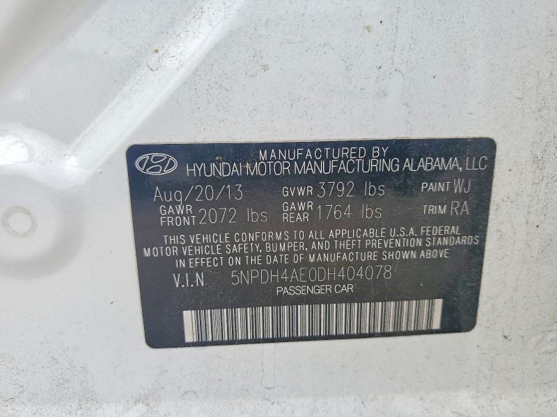 Продажа на аукционе авто 2013 Hyundai Elantra, vin: 5NPDH4AE0DH404078, номер лота: 56834606