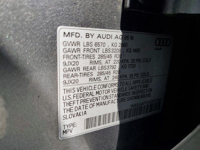 Продаж на аукціоні авто 2017 Audi Q7, vin: WA1LAAF72HD017739, номер лоту: 58426426