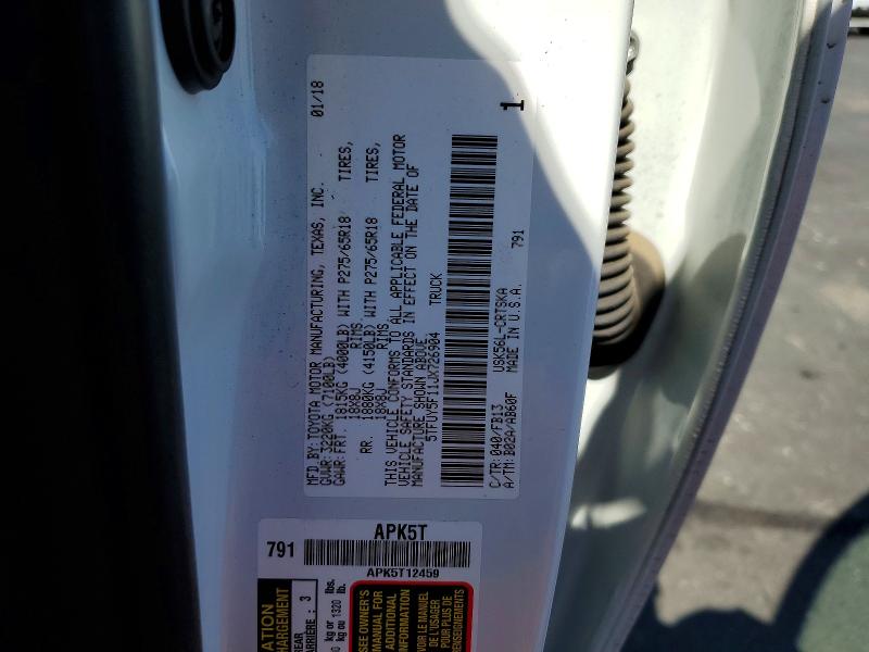 Продаж на аукціоні авто 2018 Toyota Tundra, vin: 5TFUY5F11JX726904, номер лоту: 57570086