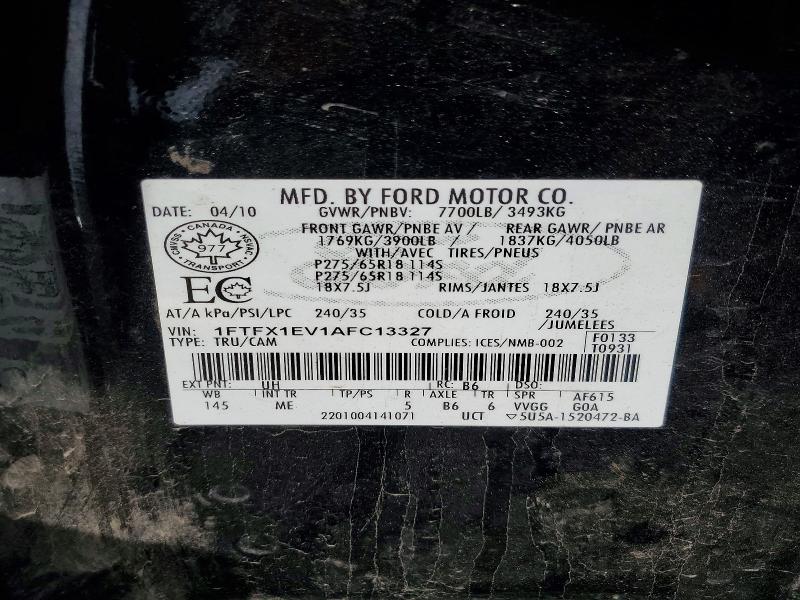 Продажа на аукционе авто 2010 Ford F150, vin: 1FTFX1EV1AFC13327, номер лота: 55604476