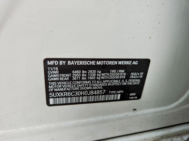 2017 Bmw X5 მანქანა იყიდება აუქციონზე, vin: 5UXKR6C30H0J84857, აუქციონის ნომერი: 56550386