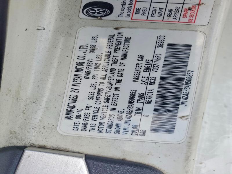 2010 Nissan 370z მანქანა იყიდება აუქციონზე, vin: JN1AZ4EH8AM506852, აუქციონის ნომერი: 55493566