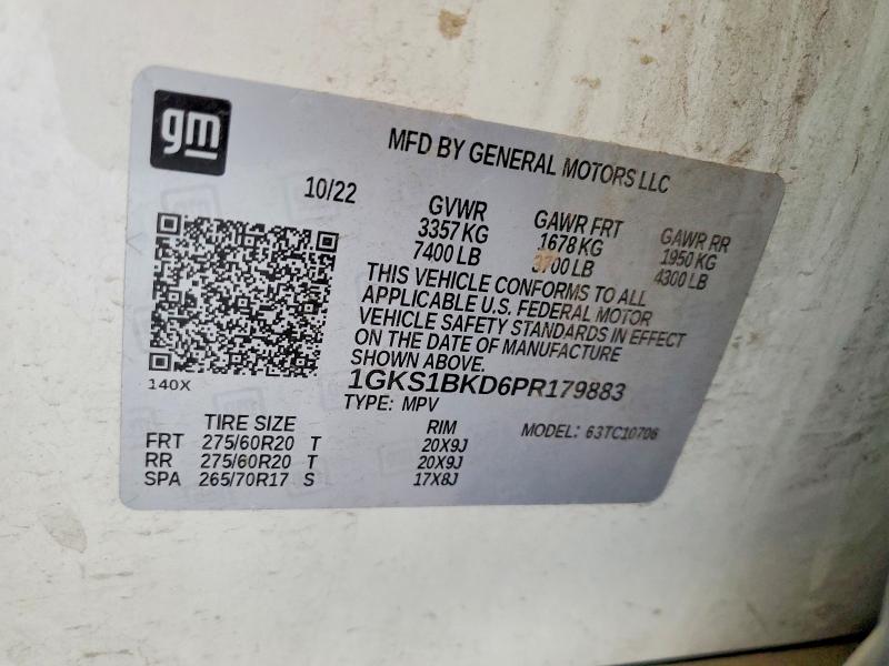 2023 Gmc Yukon მანქანა იყიდება აუქციონზე, vin: 1GKS1BKD6PR179883, აუქციონის ნომერი: 57992396