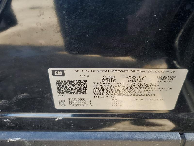Продаж на аукціоні авто 2018 Chevrolet Equinox, vin: 2GNAXKEX1J6322034, номер лоту: 56468456