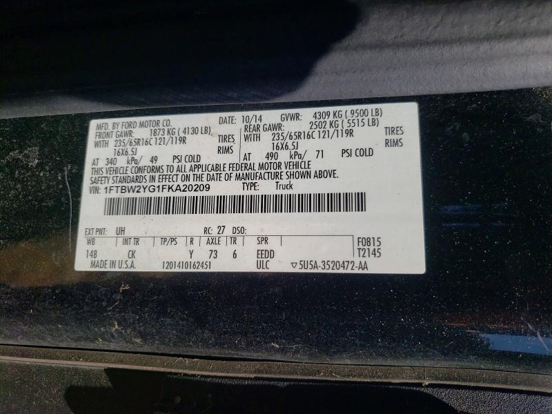 Продажа на аукционе авто 2015 Ford Transit, vin: 1FTBW2YG1FKA20209, номер лота: 61264576