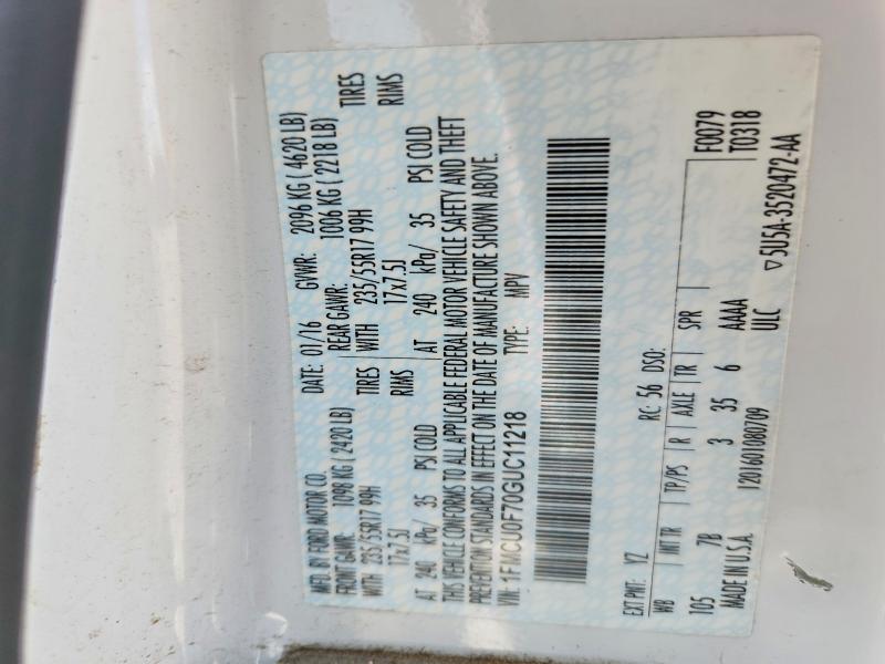 Aukcja sprzedaży 2016 Ford Escape, vin: 1FMCU0F70GUC11218, numer aukcji: 55383656