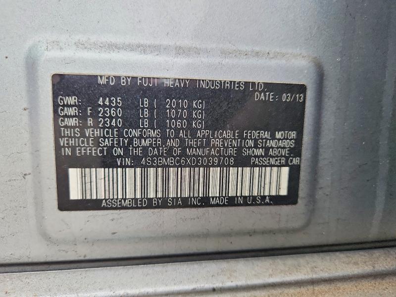 Aukcja sprzedaży 2013 Subaru Legacy, vin: 4S3BMBC6XD3039708, numer aukcji: 57555296