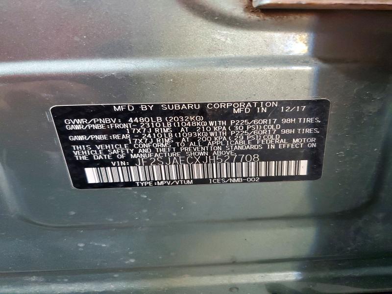 Aukcja sprzedaży 2018 Subaru Forester, vin: JF2SJAECXJH527708, numer aukcji: 58966916