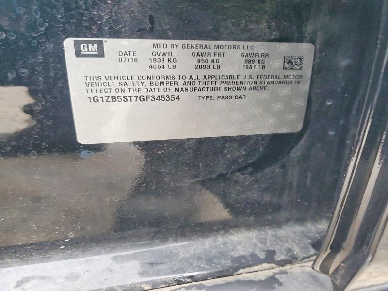 58223166 :رقم المزاد ، 1G1ZB5ST7GF345354 vin ، 2016 Chevrolet Malibu مزاد بيع